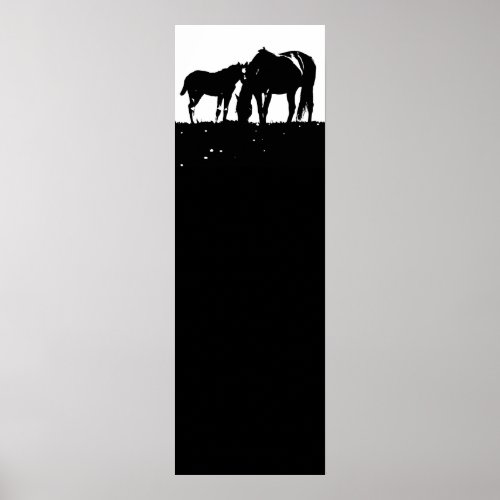 Black White Horses Silhouettes Pop Art Poster