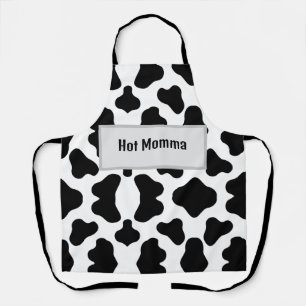 Black & white "hot Momma" cowhide design  apron
