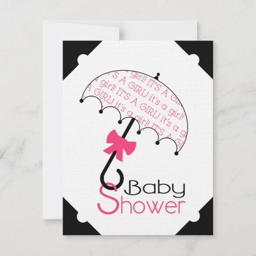 Black White &amp; Hot Pink Baby Shower Invitation