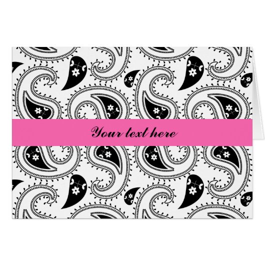 Black, White, Hot Pink Paisley Pattern (Front Horizontal)