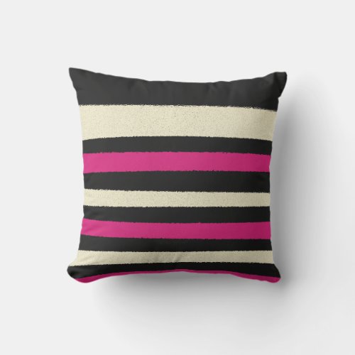 Black White Hot Pink Stripes Cool Simple Pattern Outdoor Pillow