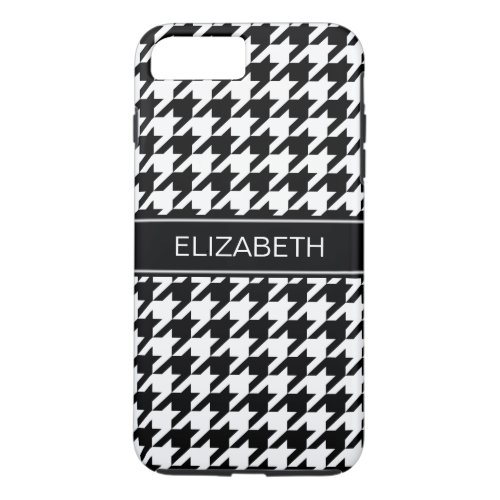 Black White Houndstooth 2 Black Name Monogram iPhone 8 Plus7 Plus Case