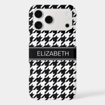 Black White Houndstooth #2 Black Name Monogram