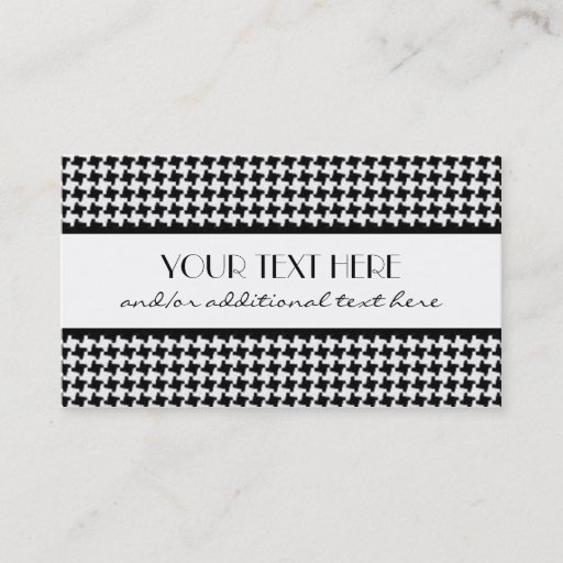Customizable Black &amp; White Houndstooth Business Cards