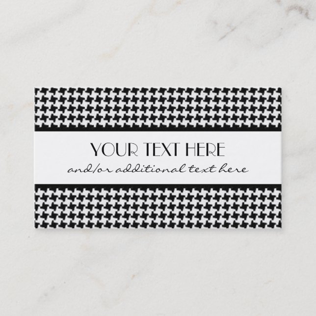 Black & White Houndstooth Business Card (Front)