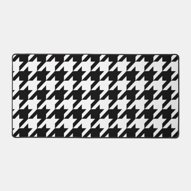 Black White Houndstooth Check Desk Mat (Front)