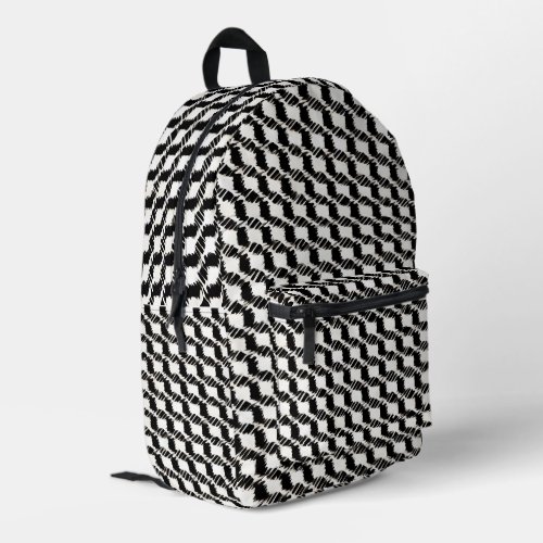 Black  White Houndstooth Design  Printed Backpack