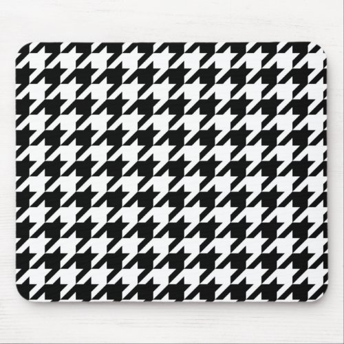 Black  White Houndstooth Mouse Pad