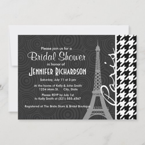 Black &amp; White Houndstooth; Paris Custom Invitations