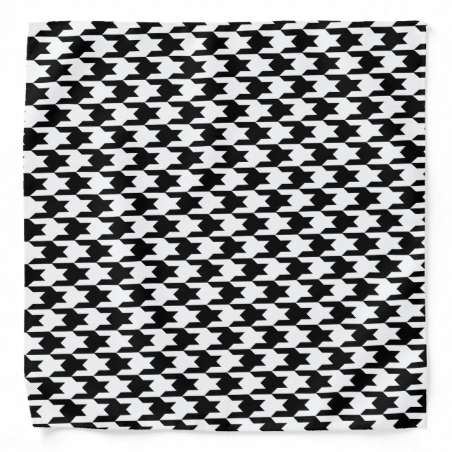 Black & white houndstooth pattern bandana headband (Front)
