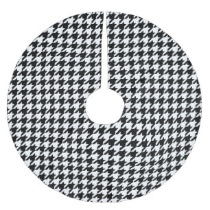 Black White Houndstooth Pattern Brushed Polyester Tree Skirt