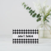 Black & White Houndstooth Pattern Business Card (Standing Front)