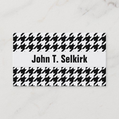 Black &amp; White Houndstooth Pattern Business Card Templates