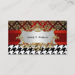Black & White Houndstooth Pattern Business Card