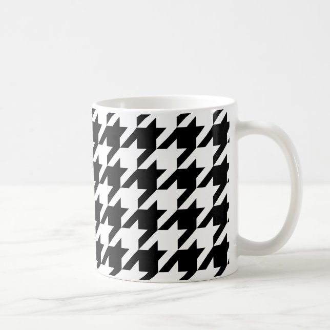 Black & White Houndstooth Pattern Coffee Mug (Right)