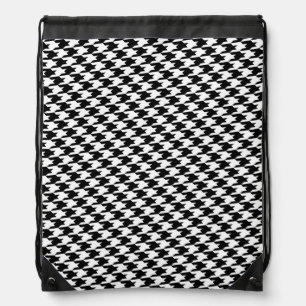Black & White Houndstooth Pattern Draw String Bag