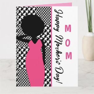 Black & White Houndstooth Pattern Mother's Day  Card