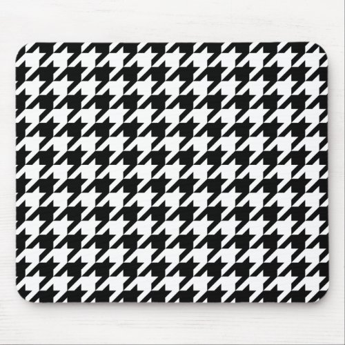 Black  White Houndstooth Pattern Mouse Pad