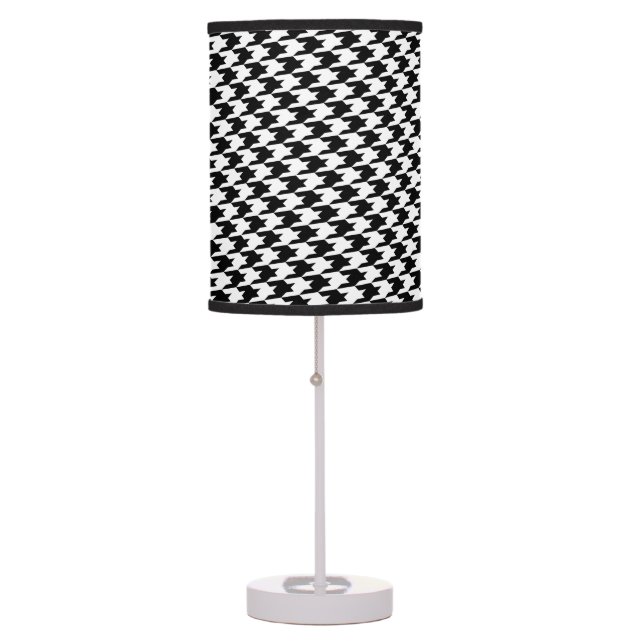 Black & White Houndstooth Pattern Table Lamp (Front)