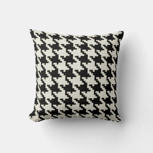 Black  White Houndstooth Pattern Throw Pillow
