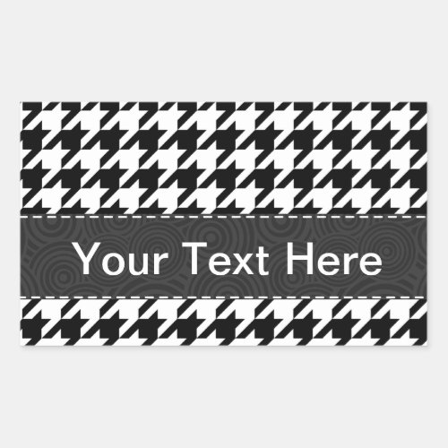 Black  White Houndstooth Rectangular Sticker