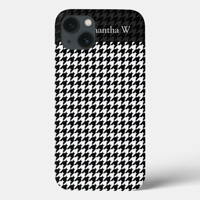 Black/White Houndstooth Stylish Fashion Designer Case-Mate iPhone Case (Back)
