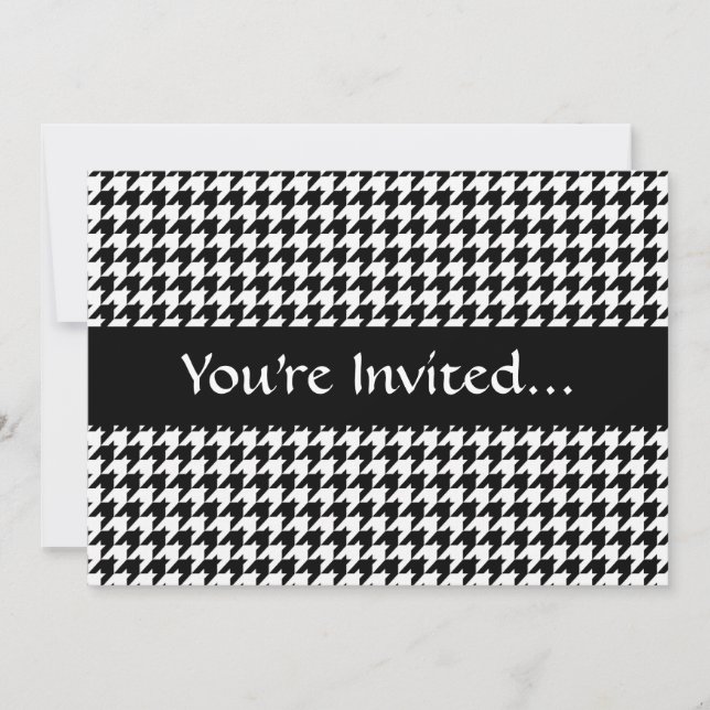 Black/White Houndstooth Stylish Fashion Designer Invitation (Front)