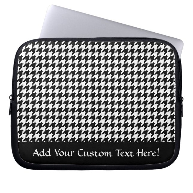 Black/White Houndstooth Stylish Fashion Designer Laptop Sleeve (Front)