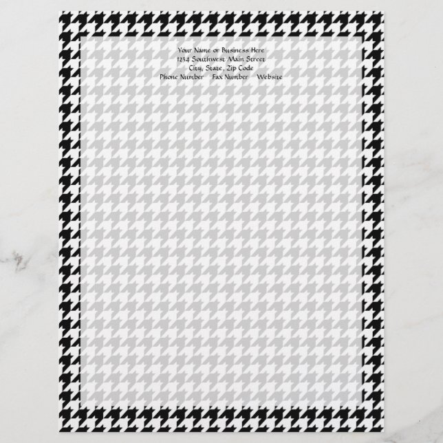 Black/White Houndstooth Stylish Fashion Designer Letterhead (Front)