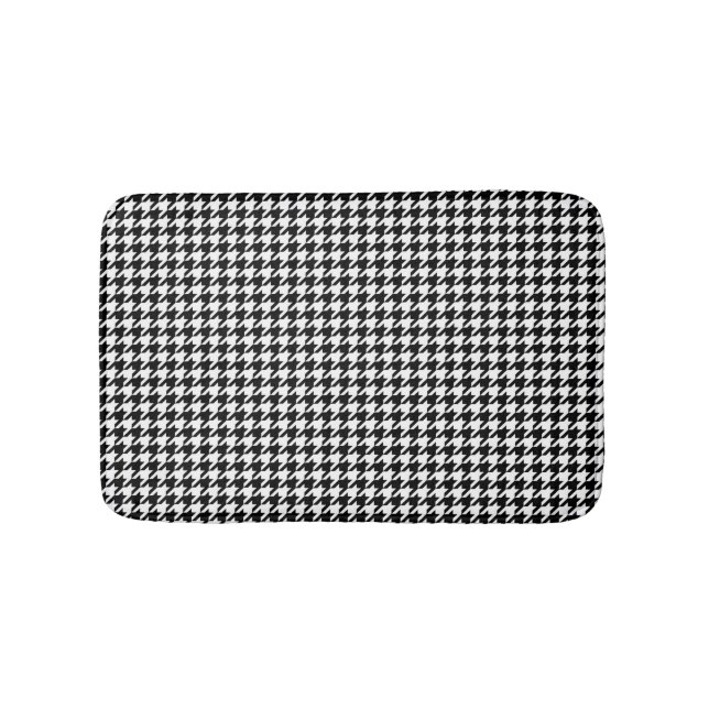 Black White Houndstooth Tissue Abstract Figures Bath Mat (Front)