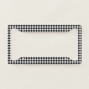 Black White Houndstooth Tissue Abstract Figures License Plate Frame