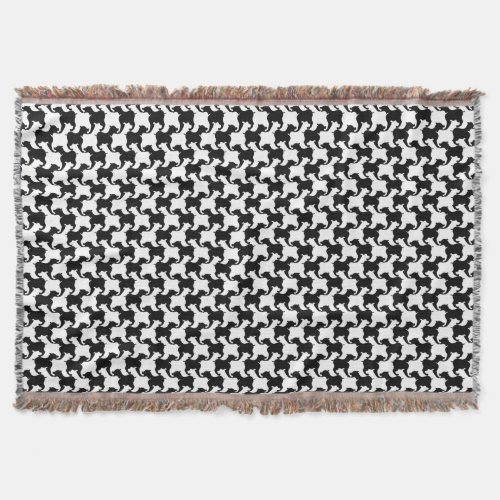 Black White Houndstooth with dogs Throw Blanket