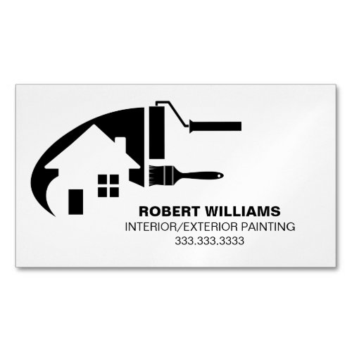 Black White House Painter Professional Business Card Magnet