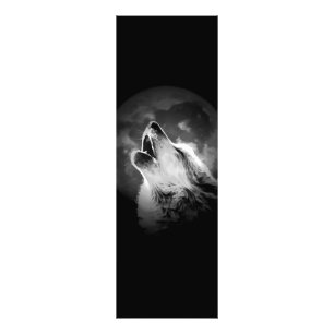 Black & White Howling Wolf & Moon Photo Print