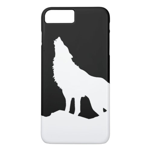 Black  White Howling Wolf Silhouette iPhone 8 Plus7 Plus Case