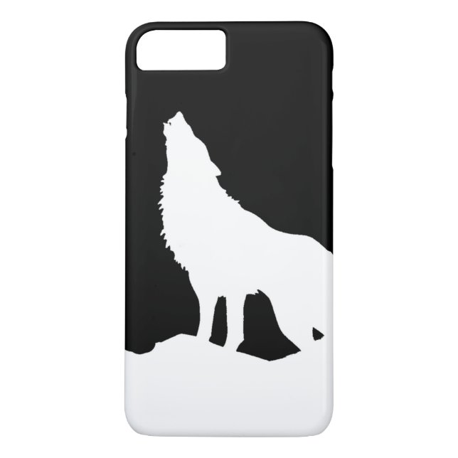 Black & White Howling Wolf Silhouette Case-Mate iPhone Case (Back)