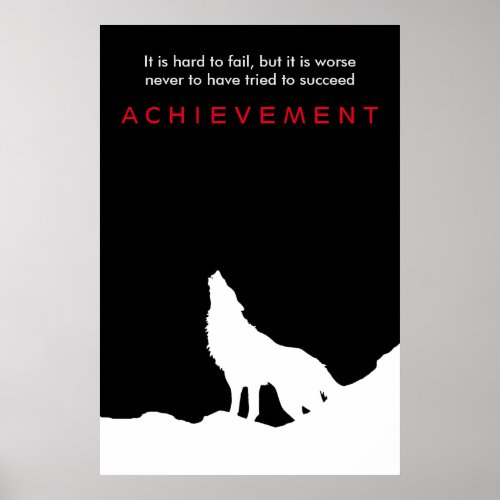 Black  White Howling Wolf Silhouette Poster