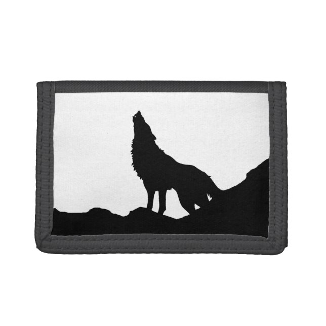 Black & White Howling Wolf Wallet (Front)
