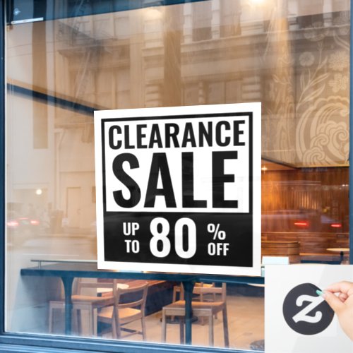 Black White Huge Clearance Sale Store Window Cling