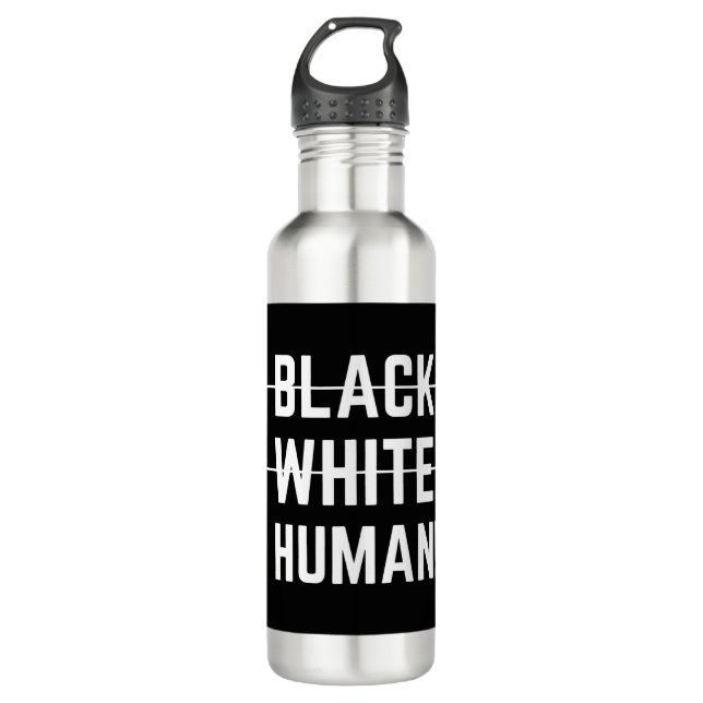 Black White Human Stainless Steel Water Bottle (Front)