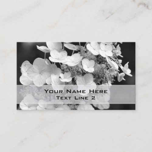 Black White Hydrangea Floral Business Card