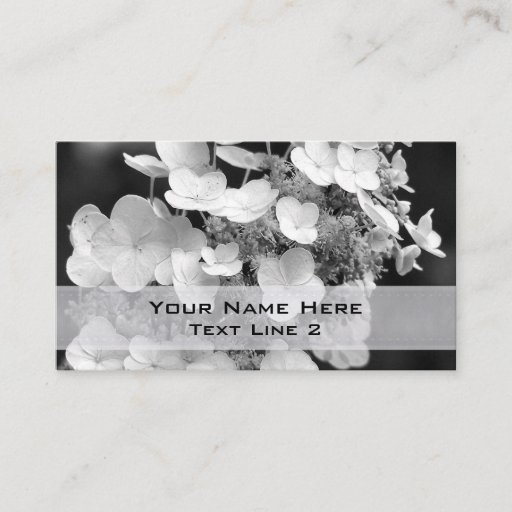 Customizable Black White Hydrangea Floral Business Card