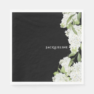 Black White Hydrangeas Bridal Shower II Napkins