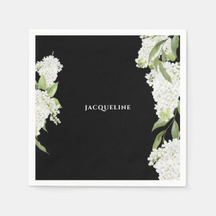 Black White Hydrangeas Bridal Shower  Napkins
