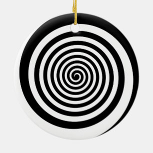 Black & White Hypnotic Spiral Ceramic Ornament
