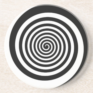 Black & White Hypnotic Spiral Drink Coaster