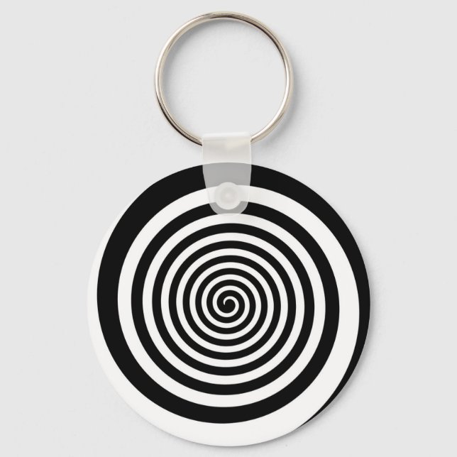 Black & White Hypnotic Spiral Keychain (Front)