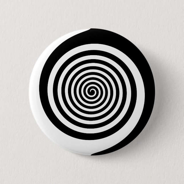 Black & White Hypnotic Spiral Pinback Button (Front)