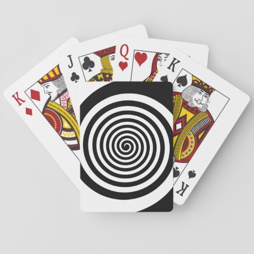 Black  White Hypnotic Spiral Playing Cards