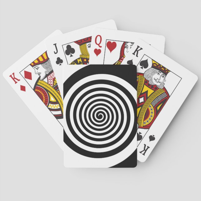 Black & White Hypnotic Spiral Poker Cards (Back)
